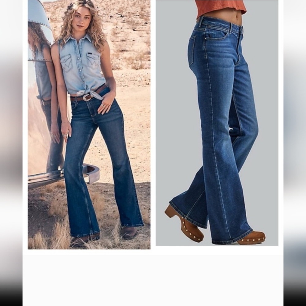 💵Wrangler Blue High Rise Fierce Flare Leg Jean Size 0/32